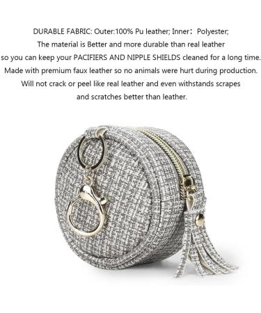 Intoximt PU Leather Pacifier Bag - Durable Holder with Clips for Boys & Girls - Keeps 2 Pacifiers/Nipple Shields - Light Gray | Perfect for Diaper Bags - Buy Online on GoSupps.com