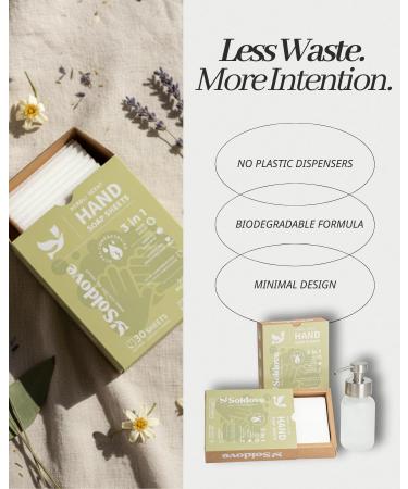 SOLDOVE Hand Soap Sheet Bundle 1 Pack (30 Sheets Total) + Refillable Glass Dispenser - Buy Online on GoSupps.com