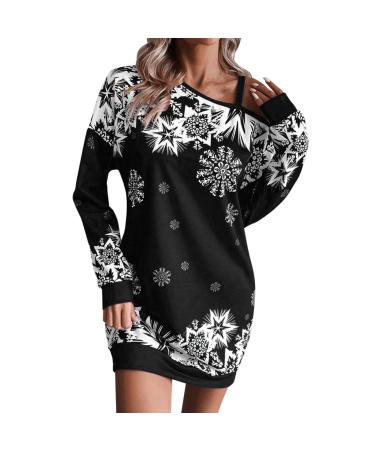 Women's Christmas dress sweatshirt costume cartoon sexy party clothes hooded tops tops long -sleeved shirt hooded sweater hooded sweater fashion dress Christmas dresses autumn winter black l