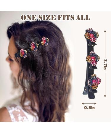 Sparkling Crystal Stone Satin Hair Bands and Braided Clips Set for Women and Girls - 8PCS - Buy Online on GoSupps.com