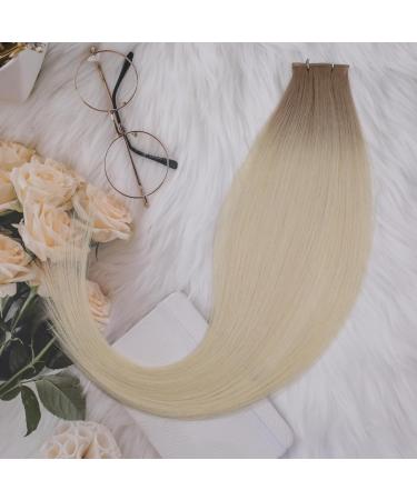 LAAVOO Real Hair Sewing Extensions - Ombre Balayage Blonde #8/60 - 55cm Virgin Tresses for Light Brown & Platinum Blonde - Buy Online on GoSupps.com