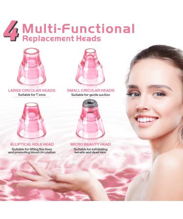 Pore Vacuum Facial Cleaner with 5 Suction Power Probes for Blackhead, Acne, and Whitehead Removal - Pink - Buy Online on GoSupps.com