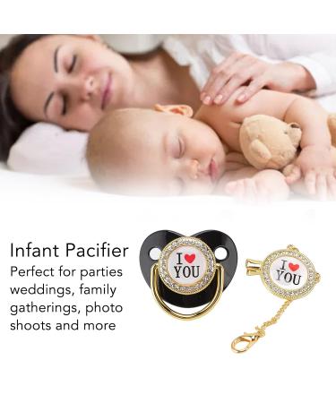 Buy Black Baby Pacifier with Bling Pattern & Chain Clip - Perfect for Newborns | Stylish & Safe Infant Pacifier - International Shipping Available! - Buy Online on GoSupps.com