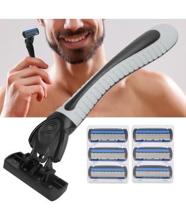 Men's Manual Shaver - Premium Stainless Steel Double-Layer Safety Razor with 6 Replacement Heads & 2 Bearings for Precision Hair Removal - Buy Online on GoSupps.com
