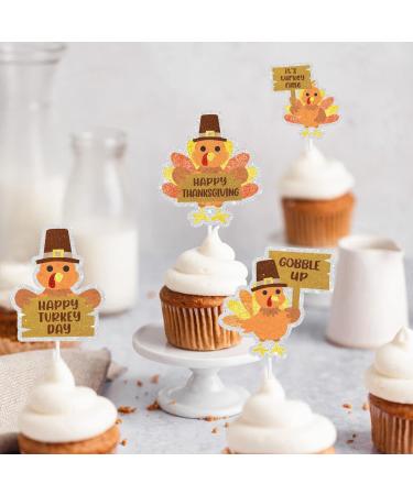 Thanksgiving Turkey Themed Cupcake Toppers 18-PC Set - This is the perfect Thanksgiving turkey party decoration. Gobble up the turkey! - SugarGera 03 - Buy Online on GoSupps.com