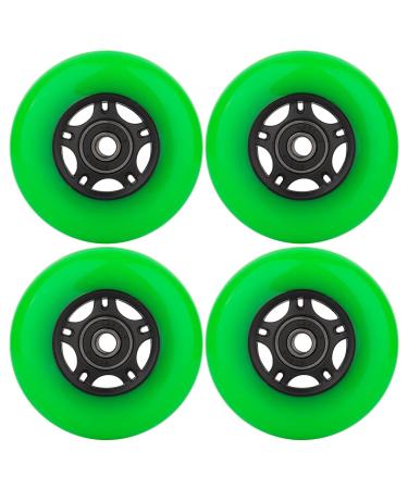 WHEELCOME Inline Skate Wheels with Bearings ABEC-9 and Floating Spacers for Blades Roller Hockey Skates 85A Indoor & Outdoor 64mm/70mm/72mm/76mm/80mm Dia 4-Pack Green 80mm