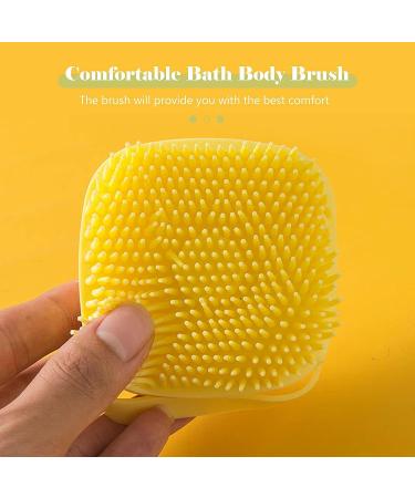 Putybudy Pets Bath Body Brush with Shampoo Dispenser | Soft Silicone Bristles | Exfoliating Shower Massage Brush in Pink/Blue/Yellow - Buy Online on GoSupps.com