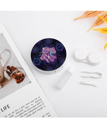 Bagea-Ka Magic Mushrooms Psychedelic Art Pattern Contact Lens Case - Eye Care Kit with Tweezers Solution Bottle & Mirror - Travel & Home Use - Buy Online on GoSupps.com