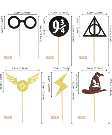 24 Pack Wizard Cupcake Toppers Glitter Magical Inspired Cupcake Picks for Wizard Theme Baby Shower Kids Birthday Party Cake Decorations Supplies 1 - Buy Online on GoSupps.com