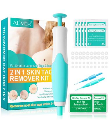 2 in 1Skin Tag Remover Pen -Auto Painless Skin Tag Remover Device for Small to Large Sized Skin Tags (2mm-8mm) Wart and Skin Tag Remover-Easy Tag Removal Kit to Remove Skin Tags in Minutes Green C