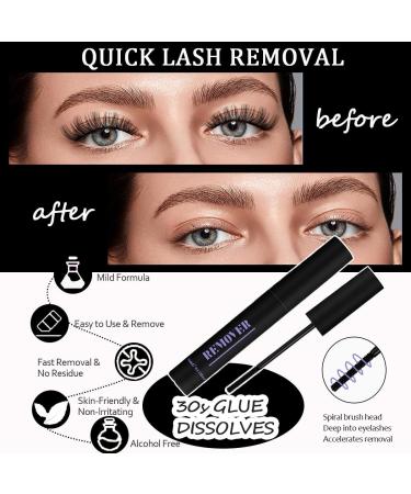 Qiveaory 2Pcs Lash Remover for Lash Extension Cluster Lash Glue Remover Individual Eyelashes Gentle Eye Removal for False Lashes Eyelash Extension Adhesive Remover Self Use at Home - Buy Online on GoSupps.com