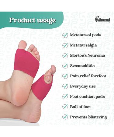 Pedimend Metatarsal Pads - Gel Sleeves Cushions for Ball of Foot Pain Relief - Pink Large (UK 6-11) - Buy Online on GoSupps.com