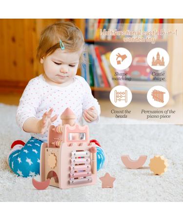 Motor Cubes Wooden Toy - 5-in-1 Lock Activity Center for Babies | Montessori Motor Skills Toy | Perfect Birthday Gift for Girls in Pink - Buy Online on GoSupps.com