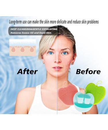 Soft Silicone Facial Cleansing Brush Set for Pore Cleansing and Blackhead Removal - Pack of 3 (Pink, Blue, Green) - Buy Online on GoSupps.com