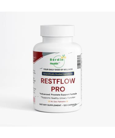 Bordin Health RestFlow Pro Advanced Prostate & Urinary Support Formula Doctor Developed with Beta-Sitosterol Pygeum Rye Pollen Nettle Root Zinc Vitamin E & Selenium 120 Veg Capsules