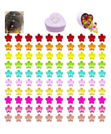 100 Pcs Baby Hair Clips Mini Flower Hair Clips for Girls Colorful Tiny Hair Claw Kids Hair Clips for Infant Fine Hair Accessories for Toddler Girls with Box (10Colors) 100pcs
