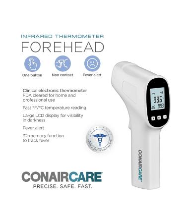 Conair Infrared Forehead Thermometer - No Contact with Fever Alert & 32-Memory Function - Buy Online on GoSupps.com