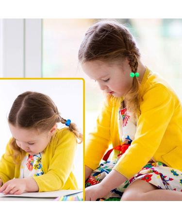 36 Pieces Colorful Hair Ties Twin Bead Ponytail Holders for Baby Kids - Elastic Hair Accessories 12mm - Buy Online on GoSupps.com