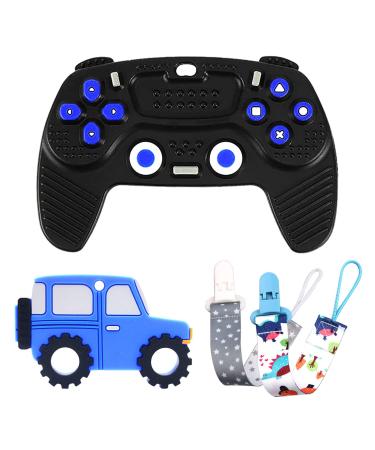 2 Pack Baby Teething Toys Game Remote Control Shape Soft Silicone Baby Teething Chew Toy for Babies Soft-Textured Teether Baby Chew Toys Sensory Toys (1 Remote 1 Car)