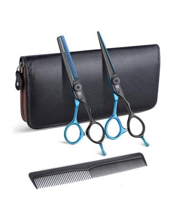 Purple Dragon Blue Hair Scissors 5.5 inch professional hairdressing scissors hairdressing scissors Set Perfect haircut for women and men Sharfe scissors for barber/hairdresser/beginner Qhblau