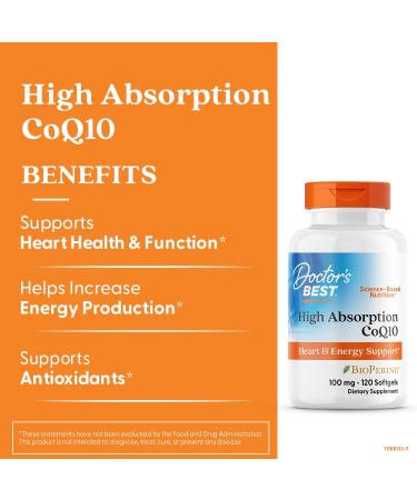Doctor's Best High Absorption CoQ10 100mg | Gluten-Free | Heart Health & Energy | 120 Capsules - Buy Online on GoSupps.com
