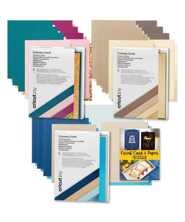 Cricut Joy Cutaway Cards in Neutrals, Marina and Corsage (4.25 in x 5.5 in) Sampler with Card and Paper Guide Bundle - Custom Greeting Birthday & Anniversary - Personalized Thank You- DIY Invitations Neutrals, Marina, Corsage