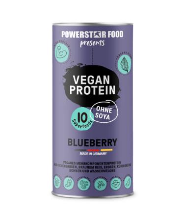 Powerstar vegan protein 500 g |Vegan protein powder without soy |Multi-component protein powder supplemented with 10 superfoods |German production |Ideal for building muscle |Blueberry