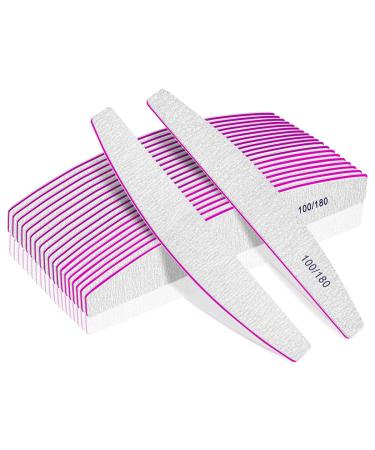 12 pieces of nail files 100/180 nail files for gel nails acrylic nail thick nails washable and reusable nail files double -sided nail files for nail studio and at home moon 100/180