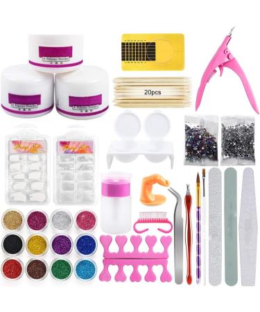 20 in 1 Acrylic Powder Shiny Glitter Nail Set Acrylic Liquid Nail Art Decoration Acrylic Brush Nail Art Tool Full Kit Professional DIY Gel Nail Kit - Buy Online on GoSupps.com