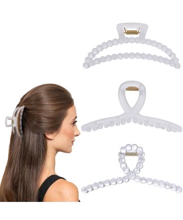 Yolev 3Pcs Hair Claw Clips clear hair clips Big Matte Banana Hair Clips Jumbo Claw Clips for Thick Hair Fashion Hair Accessories for Women Girl
