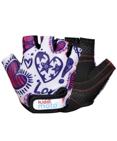 KIDDIMOTO Children's Cycling Gloves Fingerless for Boys and Girls/Bicycle Gloves/Bike Children's Gloves - Love - S (2-5y)