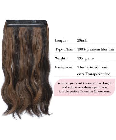 Invisible Hair Extensions 20 Wavy Synthetic Hair Pieces Dark Brown with Auburn Brown Highlights - Buy Online on GoSupps.com