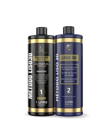 Kerastinni Liso 3D Kit de Lissage Permanent Professionnel Shampooing D tox + Traitement Lissant 2 x 1000 ml