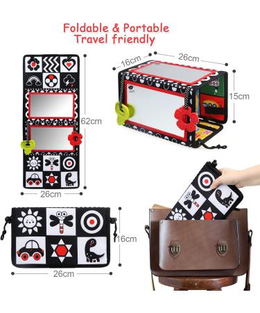 Leadstar Baby Mirror Toys - Foldable Sensory Toys for 0-12 Months | Black & White Contrast Montessori ABC Educational Toys for Girls - Buy Online on GoSupps.com