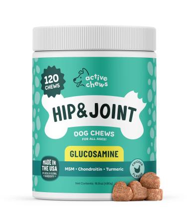 Glucosamine for Dogs Soft Chews 120 ct - Hip and Joint Supplement for Dogs with Chondroitin, Turmeric & MSM - Dog Joint Supplement + Vitamin E for Small, Large Breed & Senior Dogs Mobility Support Regular Hip and Joint 120 Count
