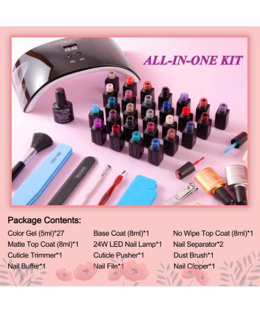 Lavender Violets 38 Pc Gel Nail Polish Kit with 24W UV LED Lamp - Red Brown 27 Color Gel Polish Set - All-In-One Manicure Kit for Beginner - Nail Design Salon Set B975 - Buy Online on GoSupps.com