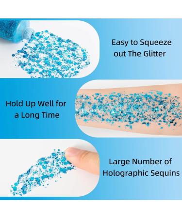  GL-Turelifes GL-Turelifes Blue Glitter Body Gel Face Makeup Sparkling Glitter Thick Hair Singer Concert Festival Rave Accessory Mermaid Sequin (#10 Ice Blue) - Buy Online on GoSupps.com