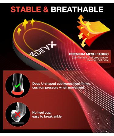 Medilax Plantar Fasciitis Relief Insoles for 220+ lbs | Heavy Duty Support for Flat Feet & High Arch Pain | Men & Women Work Boot Shoe Insole (L Black - Buy Online on GoSupps.com