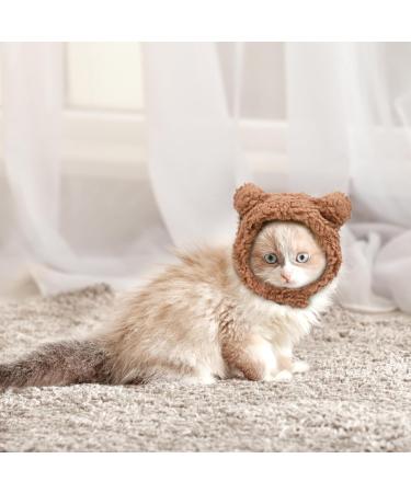 WLLHYF Cute Cat Winter Warm Bear Hat Soft Comfortable Adjustable Small Pet Headwear Costume Clothes for Cat Kitten Puppy Dog(Brown) - Buy Online on GoSupps.com