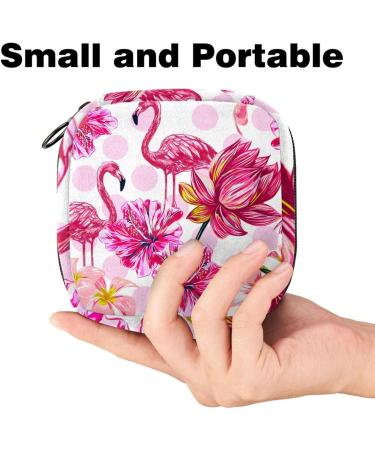 Period Pocket Bag for Women | Zippered Tampon & Cosmetic Organizer | Tropical Pink Flamingo Design - Buy Online on GoSupps.com