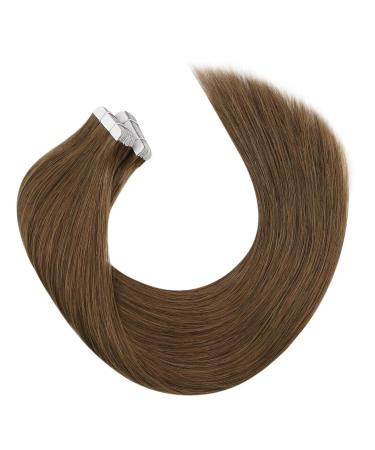 Moresoo Light Brown Tape Extensions - 50cm Remy Real Hair 20 Pieces Invisible for Short Hair #8 - Buy Online on GoSupps.com