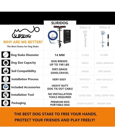 Sliridog 9.2m Dog Cable & Stake | Heavy-Duty Anchor for Large Dogs up to 86kg | Ideal for Courtyards Camping & Beach | Premium Outdoor Dog Pile (30ft Black) - Buy Online on GoSupps.com
