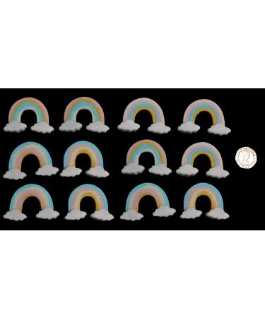 12 x Edible 3D Small Pastel Rainbows 20 colours toppers decorations cake