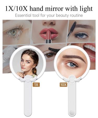 FASCINATE Handheld Mirror 10x Magnifying Makeup Mirror with Handle | Two Sided, Portable & Rechargeable | 10X/1X Magnification | Swivel Handle - Ideal for Women - Buy Online on GoSupps.com