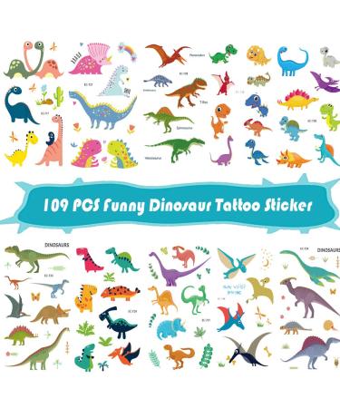 DmHirmg Dinosaur Temporary Tattoos for Kids - 109PCS Waterproof Fake Tattoo Stickers | Boys Girls Birthday Party Favors - Buy Online on GoSupps.com