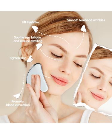 Flagest Stainless Steel Gua Sha Tool - Face Massage Stone for Swelling Reduction & Slimming | Perfect Heart-Shaped Gift (Silver) - Buy Online on GoSupps.com
