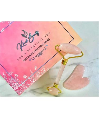 Jade Roller & Gua Sha Rose Quartz Face Roller & Gua Sha Facial Tools - Face Eyes and Neck Massager Relieves Fine Lines and Wrinkles - Bonus Headband for Women Gift Idea