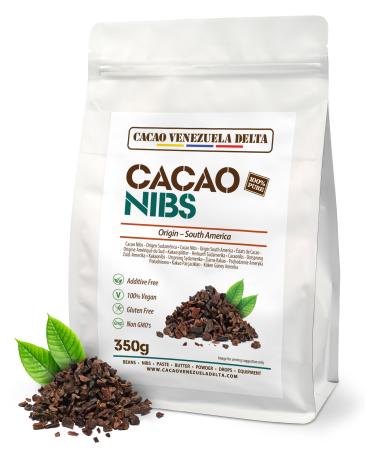 Cacao V Delta Gru De Cacao Sud-Am ricaine 350g - clats Sans Gluten Vegan Non Raffin Id al Pour Chocolats - Nibs Riches En Acides Essentiels Et Antioxydants Pepites Sans Additifs Keto & Paleo Origine Am rique du Sud 350 g (Lot de 1)