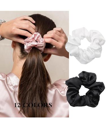 Rayyl 12-Pack Satin Silk Hair Ties - Large Elastic Hair Accessories for Women & Girls - Buy Online on GoSupps.com