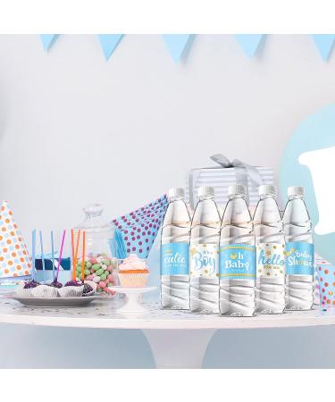 80 Pieces Baby Shower Water Bottle Labels Shower Water Bottle Stickers Wrappers Waterproof Baby Shower Labels for Baby Shower Party Decoration (Blue Boy Style) - Buy Online on GoSupps.com
